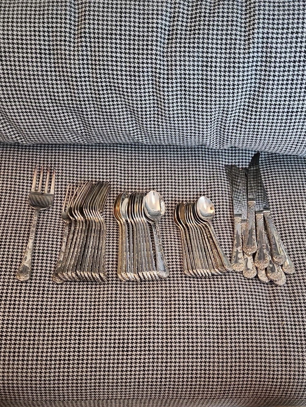 vintage silver-plated or stainless steel flatware silverware set of 49